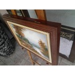 Средна картина масло на платно Испания , уникална двойна рамка трезор - 3588